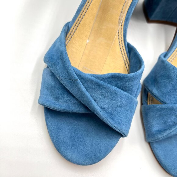 Splendid Womens Size 6 Blue Suede Leather Block Heels Sandals Shoes - Picture 3 of 13